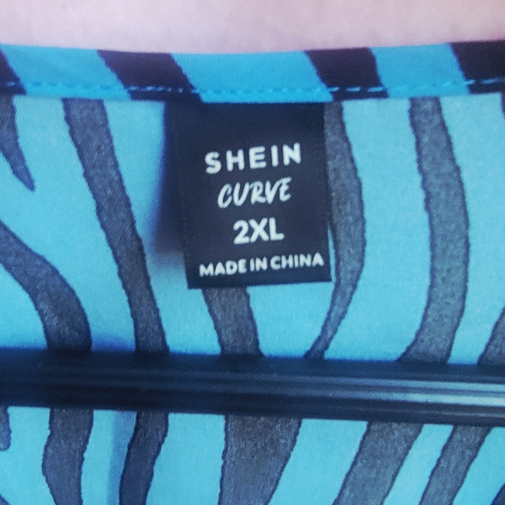 SHEIN | Blue Zebra Wrap Dress - Picture 8 of 9